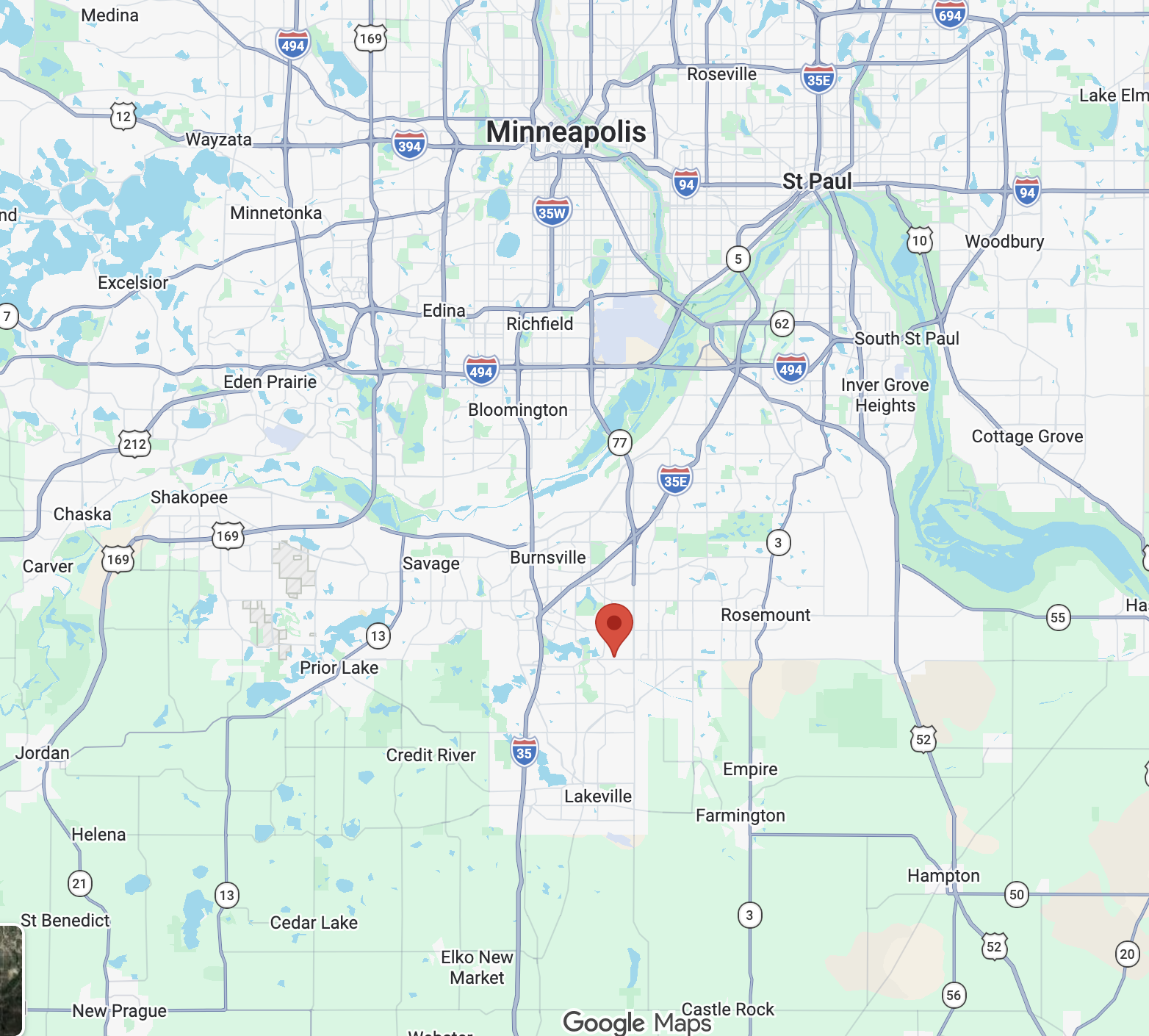 Map showing Umbrella Systems location in Apple Valley, Minnesota