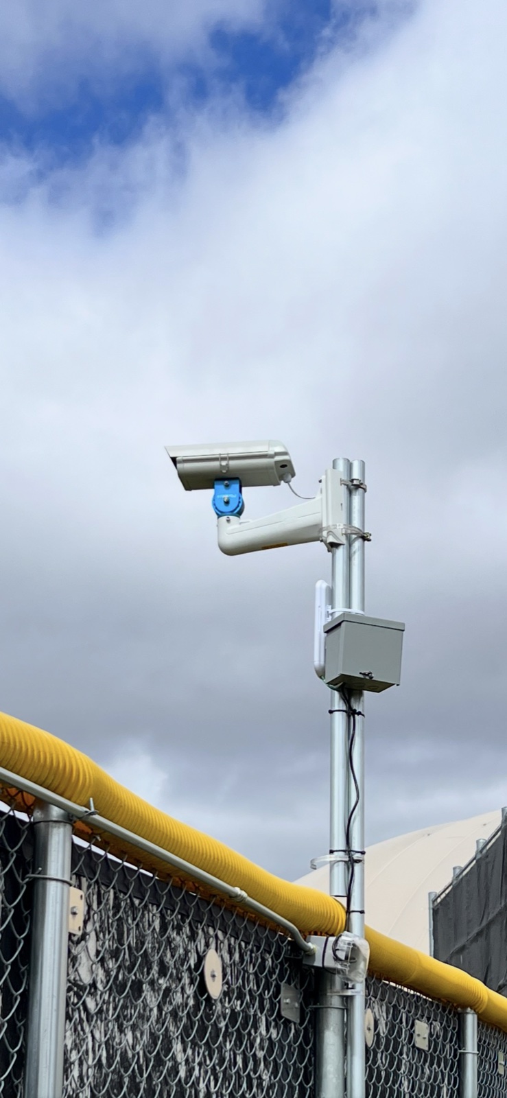 Professional security camera installation at a school